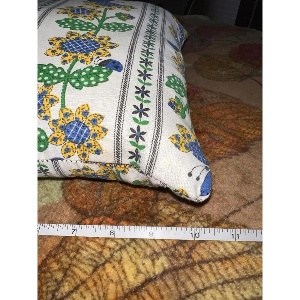 Handmade Pillow with VTG 1960's‎ Sunflower and Butterfly Cotton 10x10.5